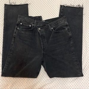 Agolde cross cross straight black jean